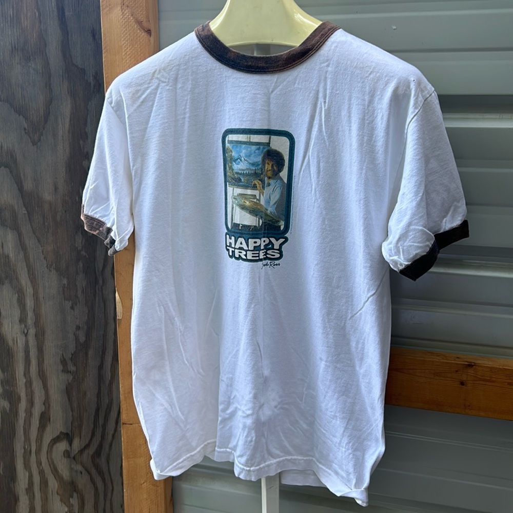 Vintage alstyle apparel & Active wear happy trees Bob Ross T-Shirt(Dar)